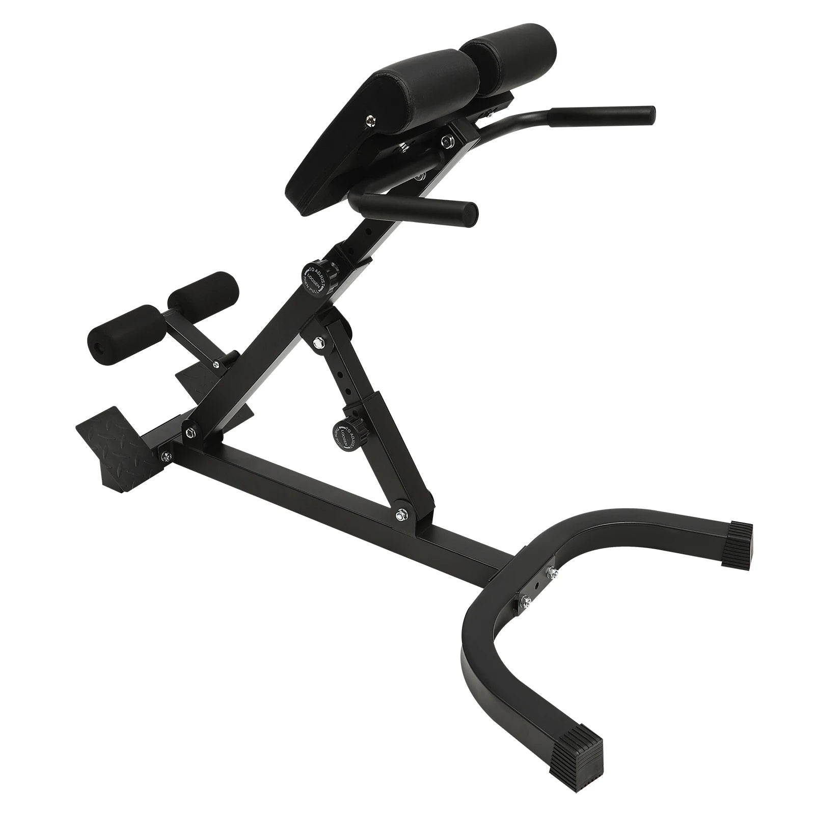 Multi-Functional Roman Chair Black Foam Rubber PU Sponge Steel for Full Body Workout