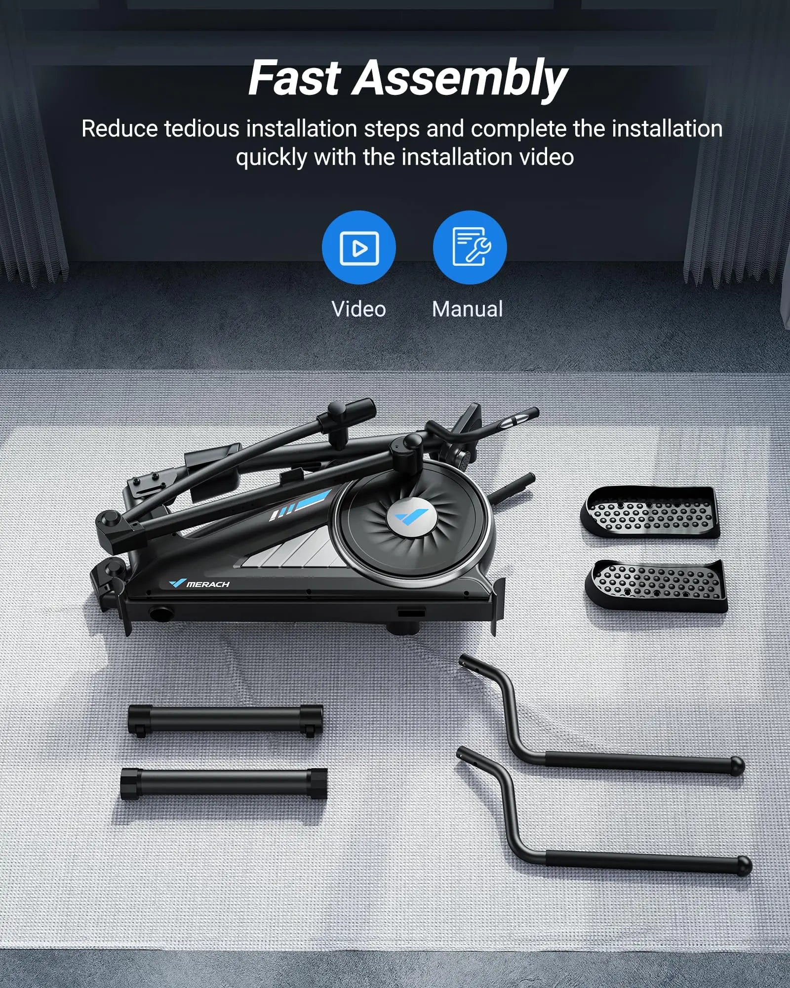 MERACH Elliptical Machine Elliptical Machine Home Hyper-Quiet Magnetic Drive System 16Levels Adjustable Resistance MERACH App