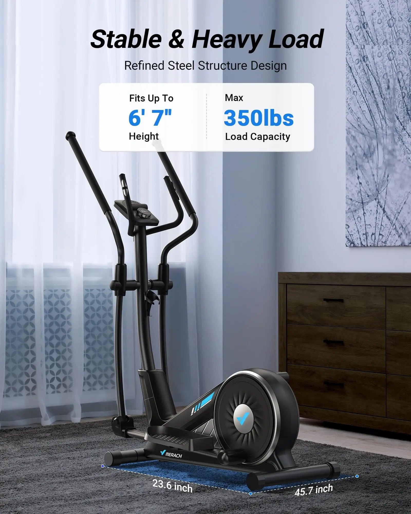 MERACH Elliptical Machine Elliptical Machine Home Hyper-Quiet Magnetic Drive System 16Levels Adjustable Resistance MERACH App