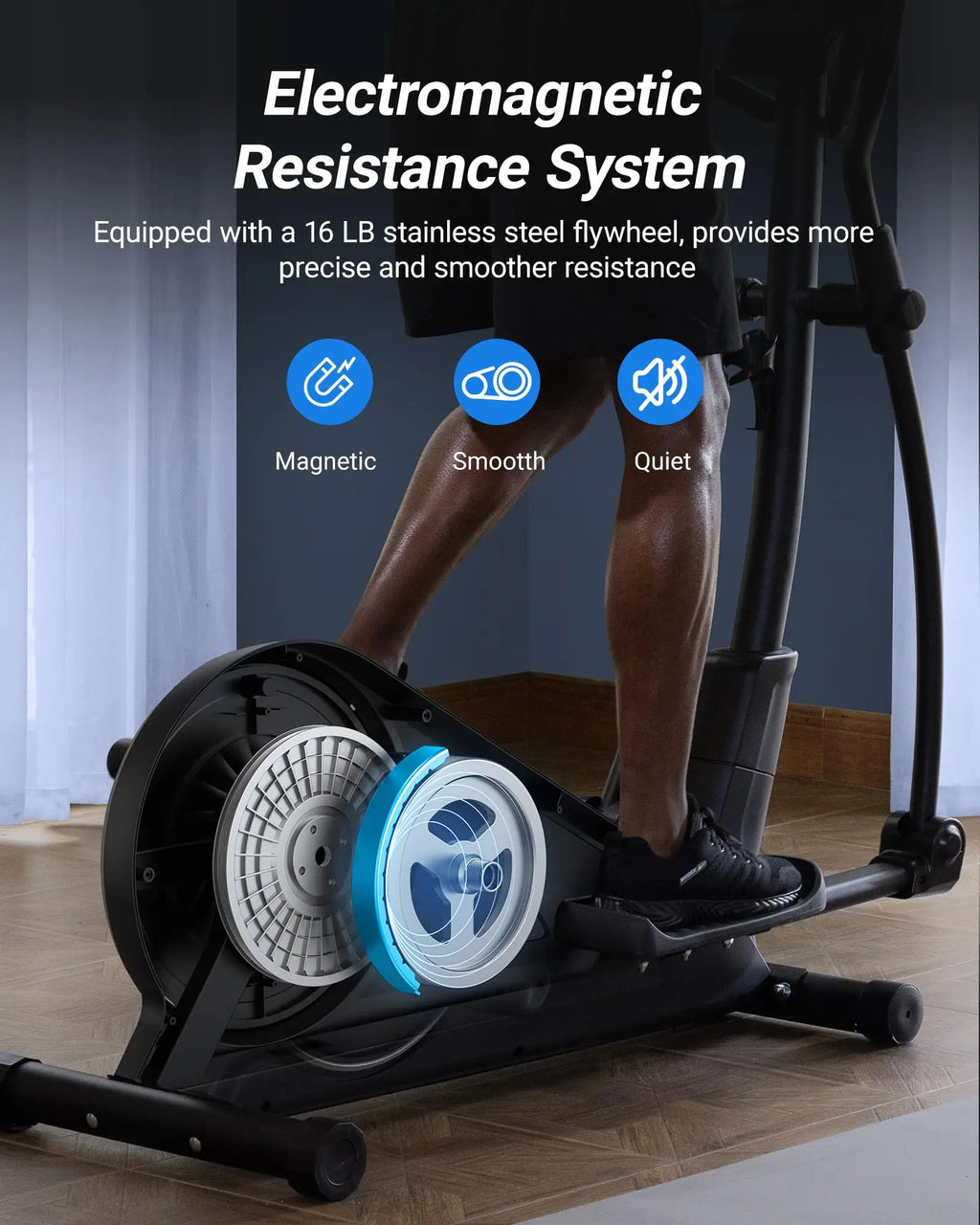 MERACH Elliptical Machine Elliptical Machine Home Hyper-Quiet Magnetic Drive System 16Levels Adjustable Resistance MERACH App