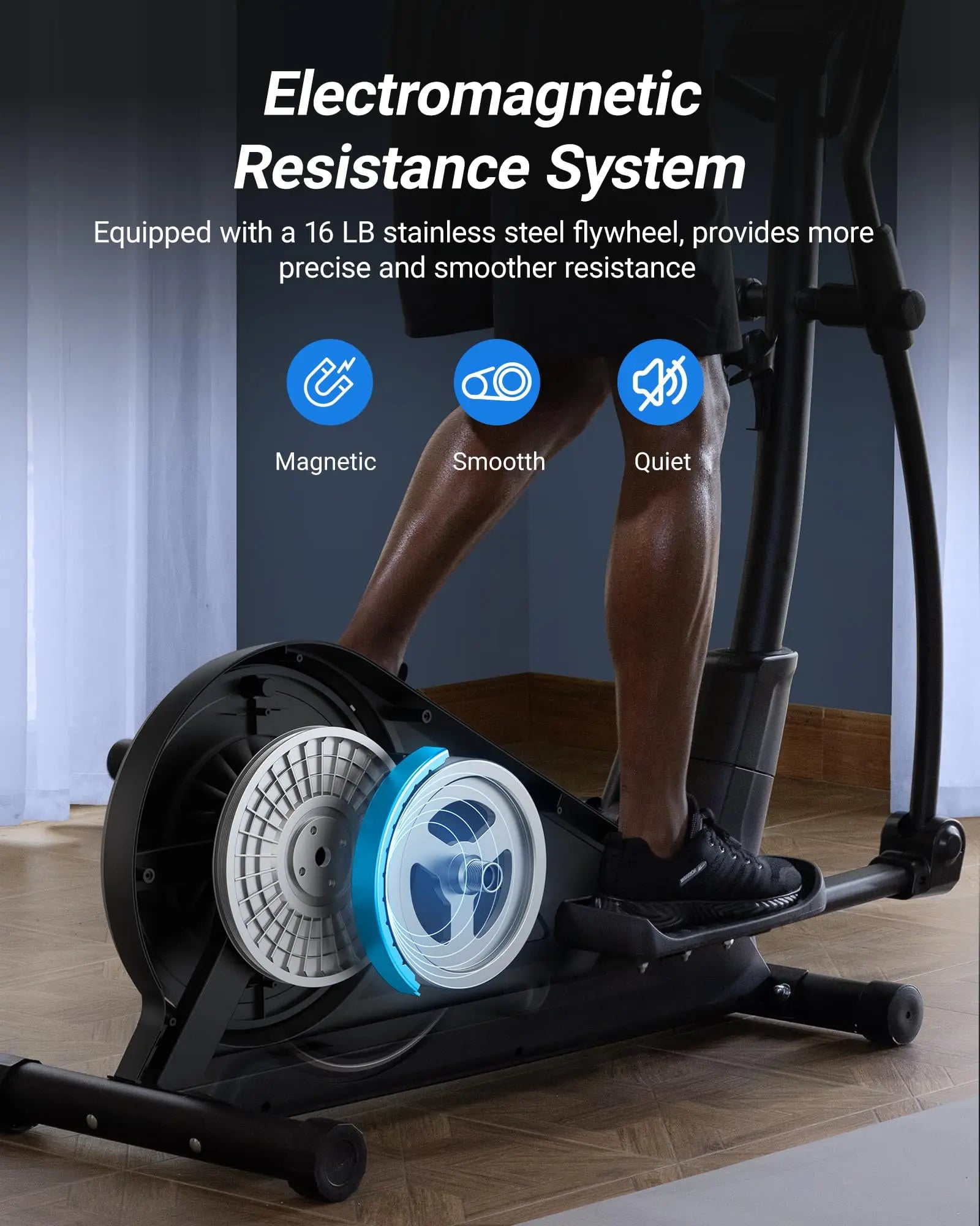 MERACH Elliptical Machine Elliptical Machine Home Hyper-Quiet Magnetic Drive System 16Levels Adjustable Resistance MERACH App