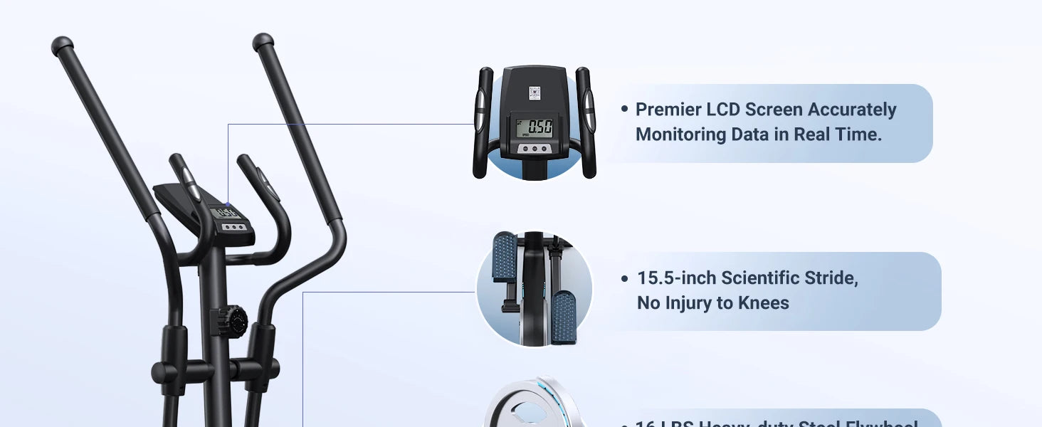 MERACH Elliptical Machine Elliptical Machine Home Hyper-Quiet Magnetic Drive System 16Levels Adjustable Resistance MERACH App