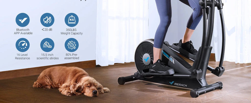 MERACH Elliptical Machine Elliptical Machine Home Hyper-Quiet Magnetic Drive System 16Levels Adjustable Resistance MERACH App