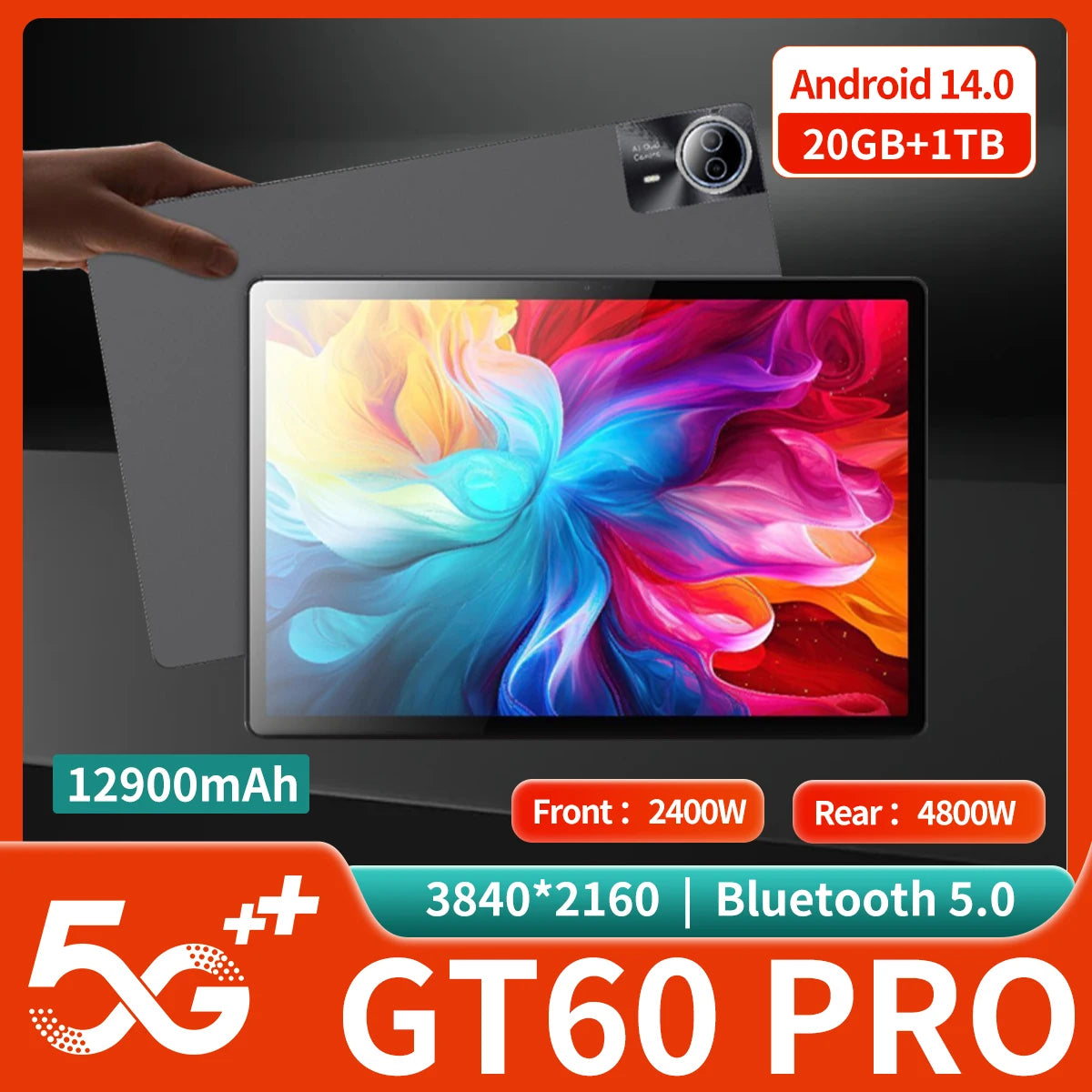 2025 New Arrival 14 Inch 10 Core Tablet Android 13 Google Play Dual 4G/5G Network GPS Bluetooth WiFi Tablets 20GB RAM 1TB ROM
