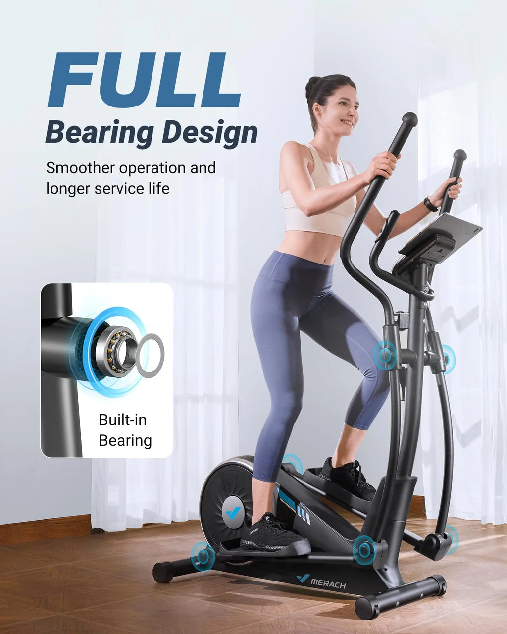 MERACH Elliptical Machine Elliptical Machine Home Hyper-Quiet Magnetic Drive System 16Levels Adjustable Resistance MERACH App