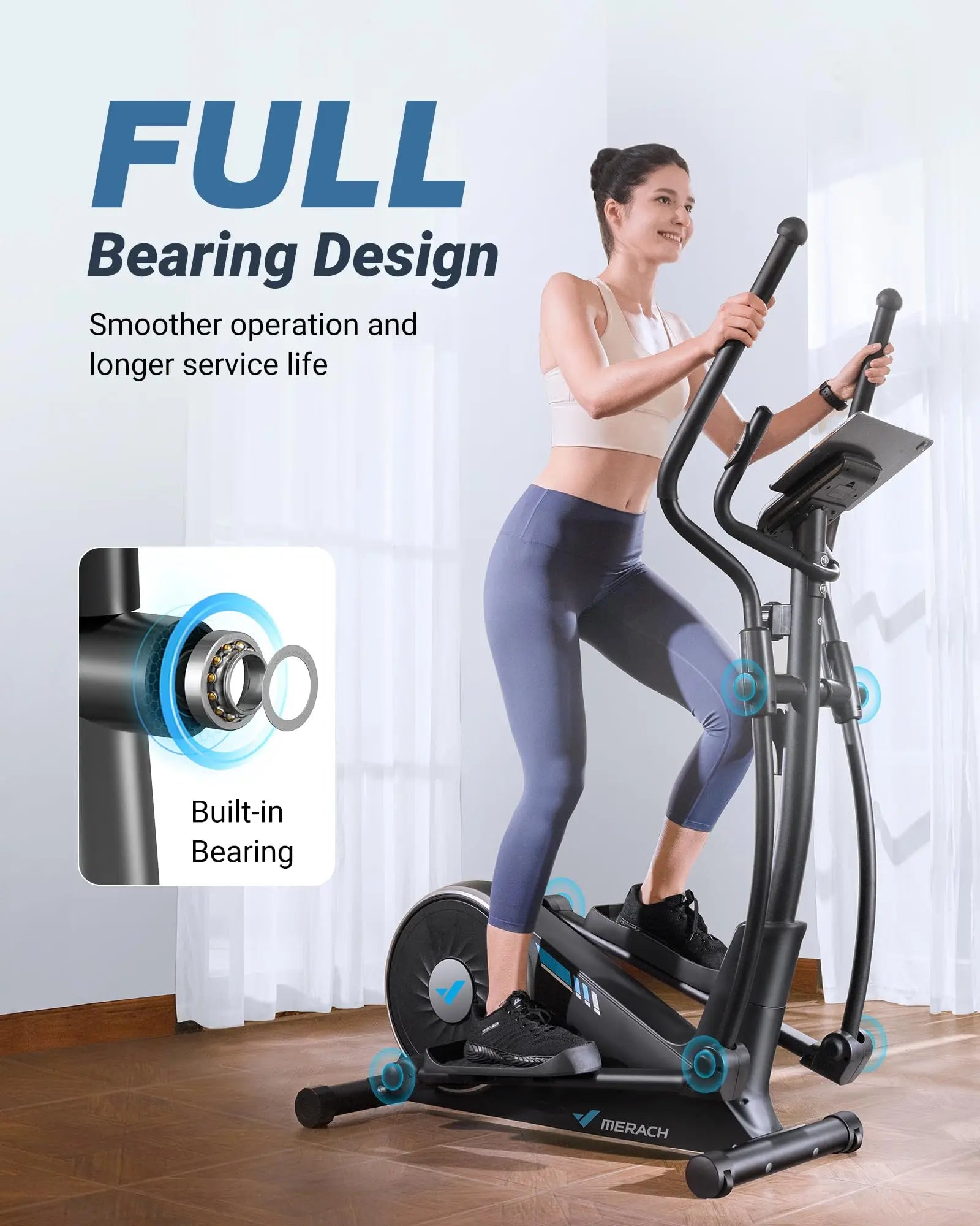 MERACH Elliptical Machine Elliptical Machine Home Hyper-Quiet Magnetic Drive System 16Levels Adjustable Resistance MERACH App