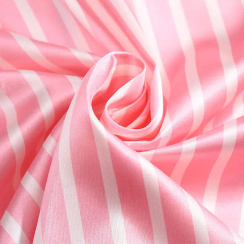 Pajama Sets Woman 7Pcs/Set Pyjamas Sexy Pink Striped Sleepwear Sumptuous Cute Loungewear