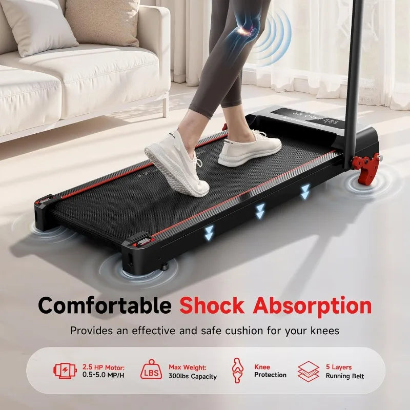 RHYTHM FUN Treadmill with Incline, Walking Pad with Handle Bar,300lbs Walking Pad with APP, Portable Folding Walking Treadmills