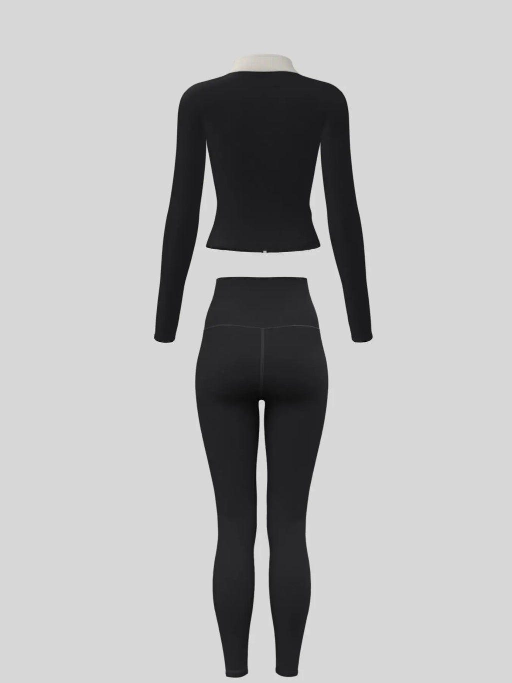 Fitfemme Two-piece Set Women's Solid Zip UpMock Neck Sports Jacket & HighWaist Leggings Set, SportyBreathable Quick Drying