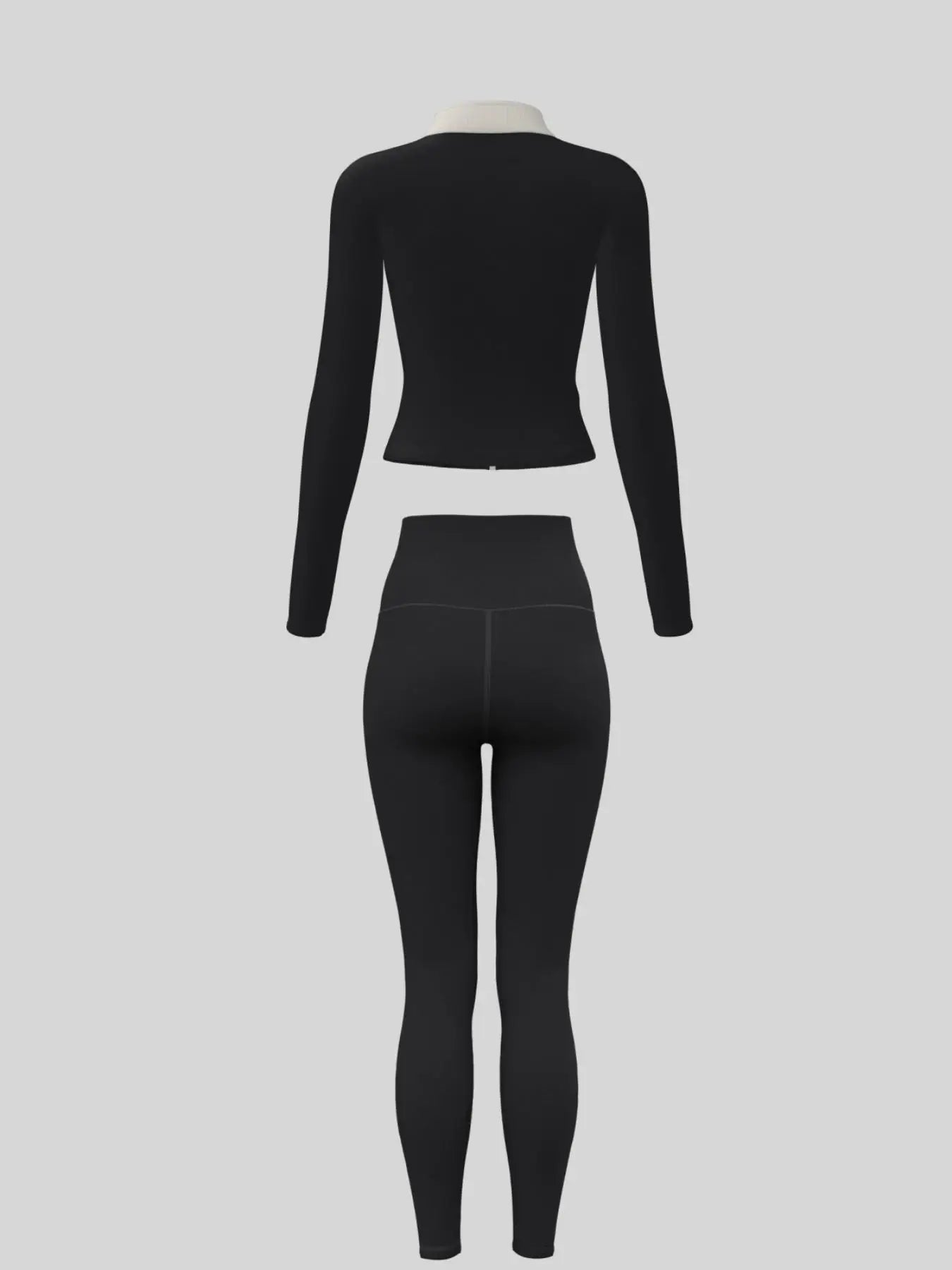 Fitfemme Two-piece Set Women's Solid Zip UpMock Neck Sports Jacket & HighWaist Leggings Set, SportyBreathable Quick Drying