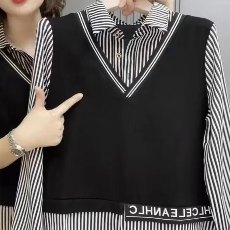 Loose Women's Shirt Mommy Style Spring Summer Fashion Middle-Aged And Elderly Women's Loose Fit Button-Up Top for Mothers