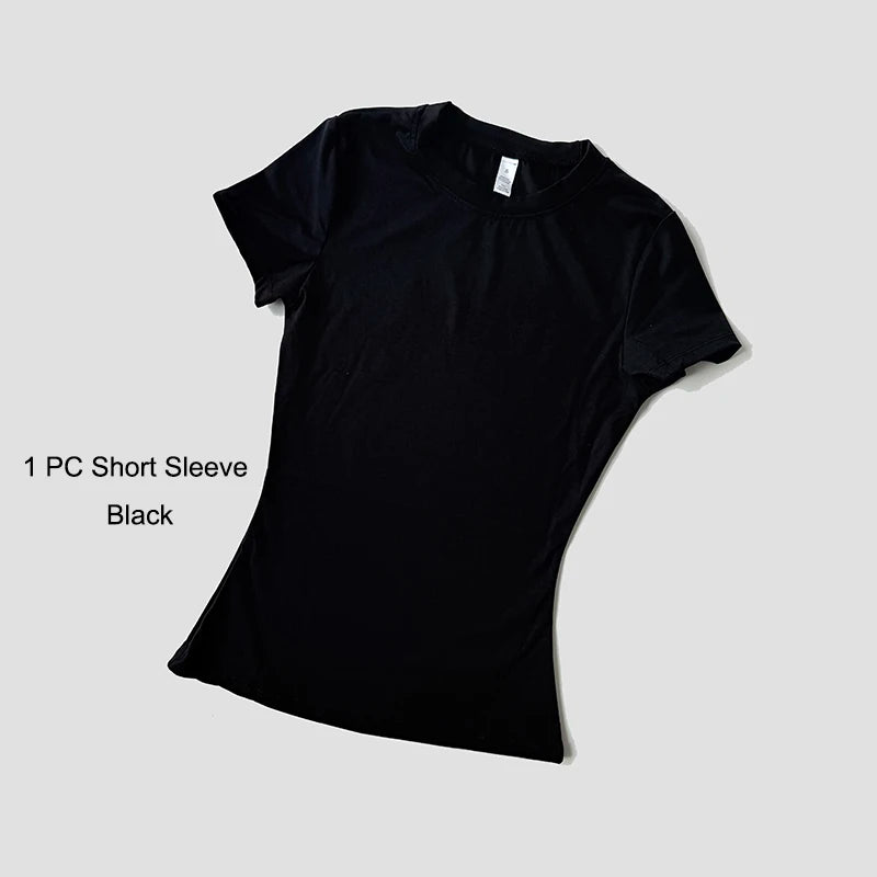 Women's Sports Yoga Set Seamless Knitted Fitness Gym Clothes Sportswear Short Sleeve Crop Top Tracksuits Gym Short Leggings