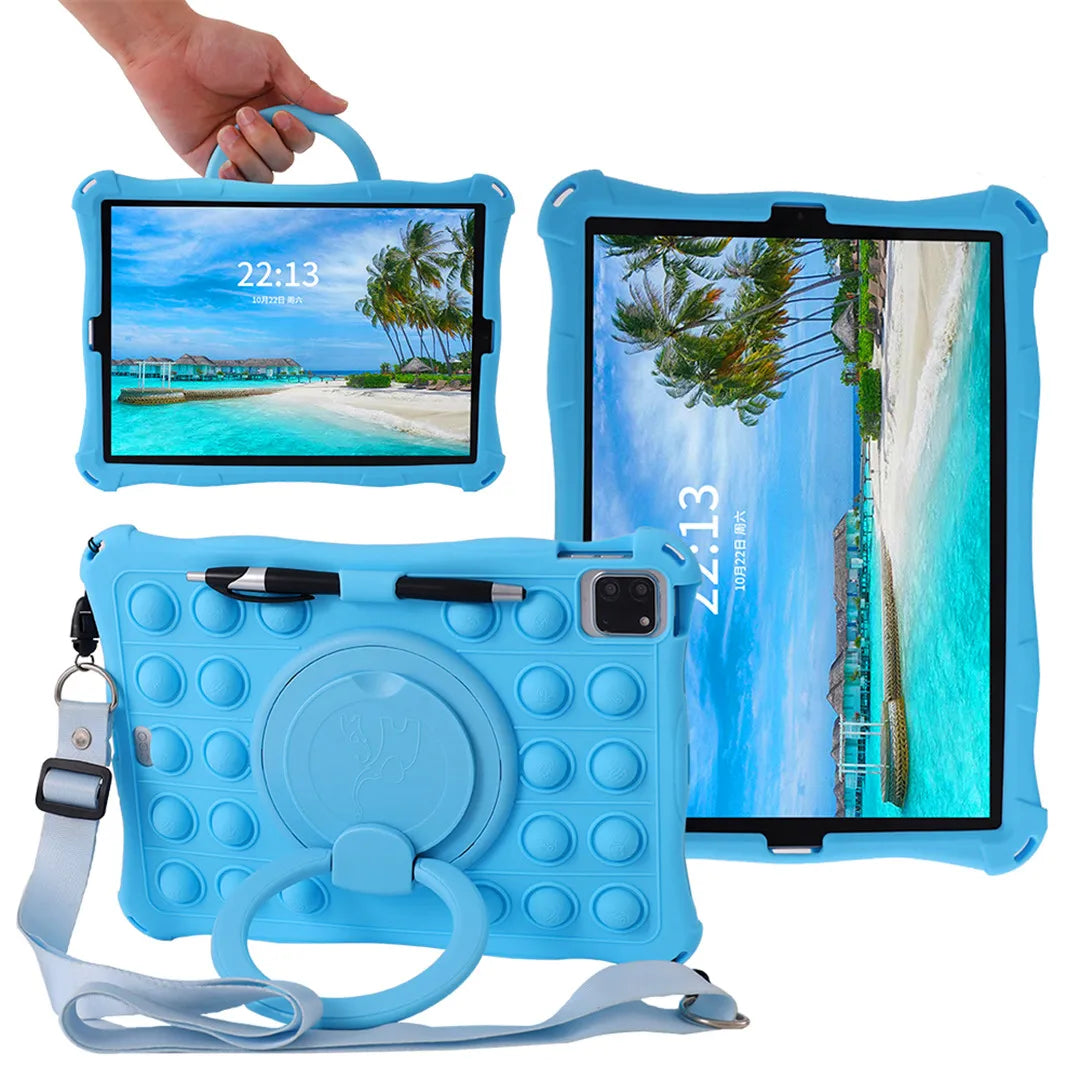 For iPad 10th Generation 2022 Case Soft Bubble Silicone Kids Cover For iPad 10 2022 Tablet 10.9 Inch Stand Case Shoulder Strap