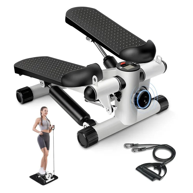 Opmukin Mini Steppers for Exercise, Mute The Sound with Resistance Bands, 331lbs Loading Capacity, Digital Monitor
