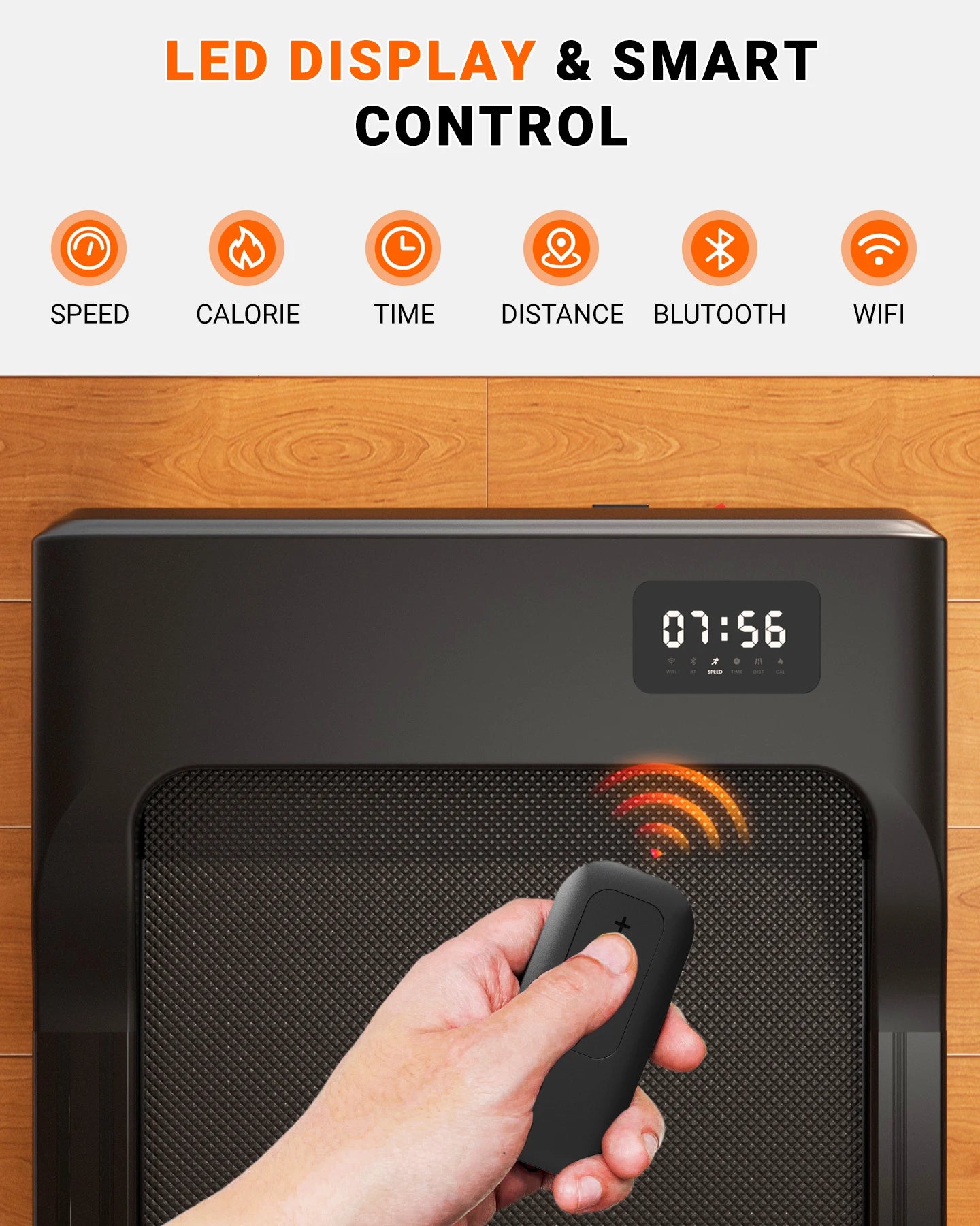 Walking Pad Under Desk Treadmill 2 in 1 Portable Treadmill with Remote Control LED Display 2.5HP Walkingpad for Home&Office