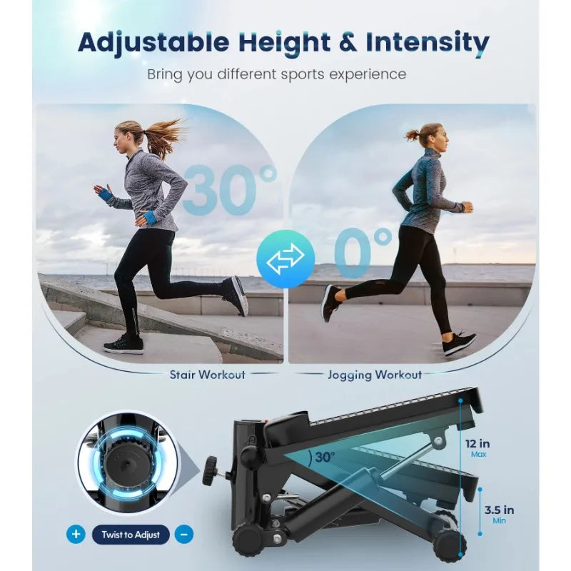 Opmukin Mini Steppers for Exercise, Mute The Sound with Resistance Bands, 331lbs Loading Capacity, Digital Monitor