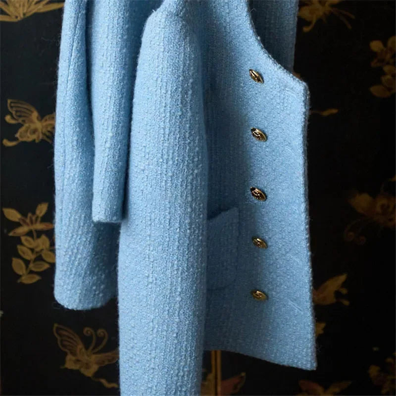 Early Autumn New Slimming Tweed Style Socialite Jacket Women's European Vintage Fashion Crew Neck Short Jacket