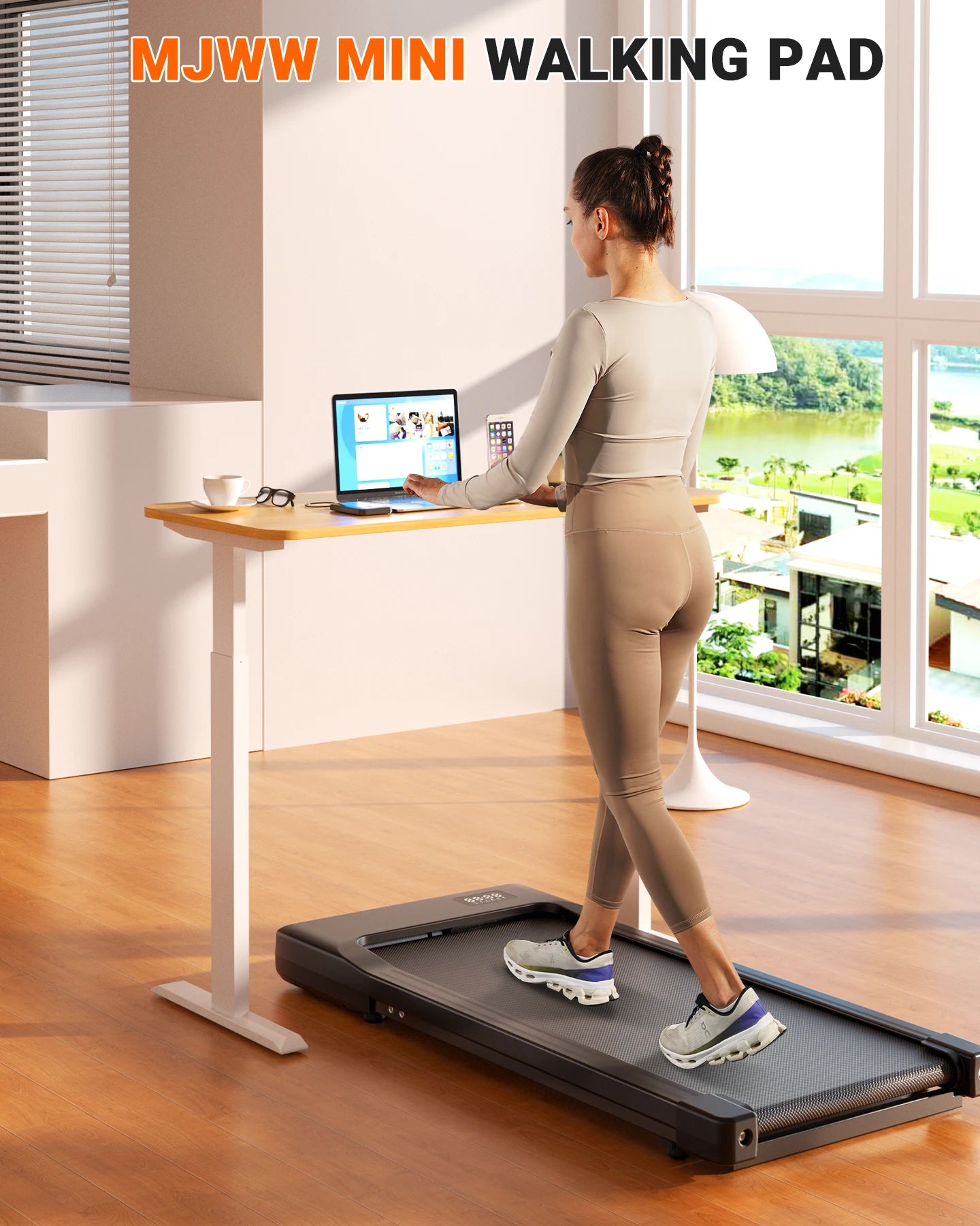 Walking Pad Under Desk Treadmill 2 in 1 Portable Treadmill with Remote Control LED Display 2.5HP Walkingpad for Home&Office