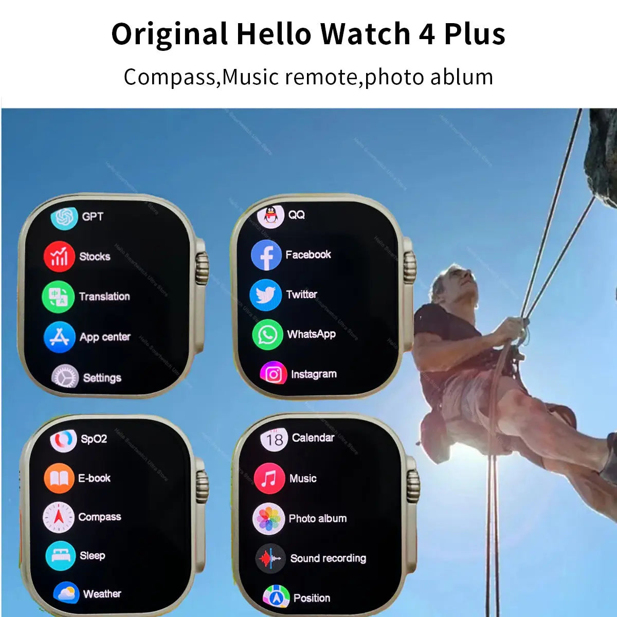 Smartwatch 2025 Original Hello Watch 4 Plus ULTRA 2 49mm 4G ROM NFC GPT GPS Compass Clock Bluetooth Call Smart Watch Men 3 Plus