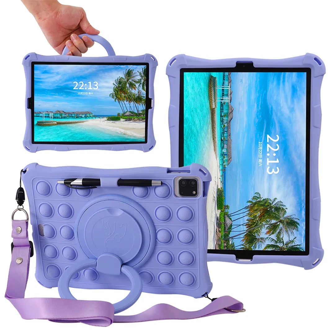 For iPad 10th Generation 2022 Case Soft Bubble Silicone Kids Cover For iPad 10 2022 Tablet 10.9 Inch Stand Case Shoulder Strap