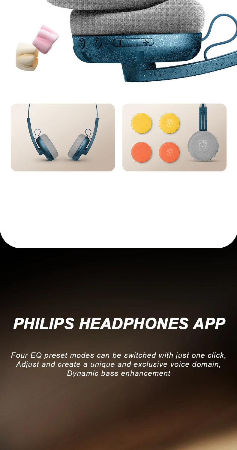 PHILIPS TAH 2000 over-ear wireless Bluetooth headphones feature a retro design  smart noise-cancelling headphones for calls