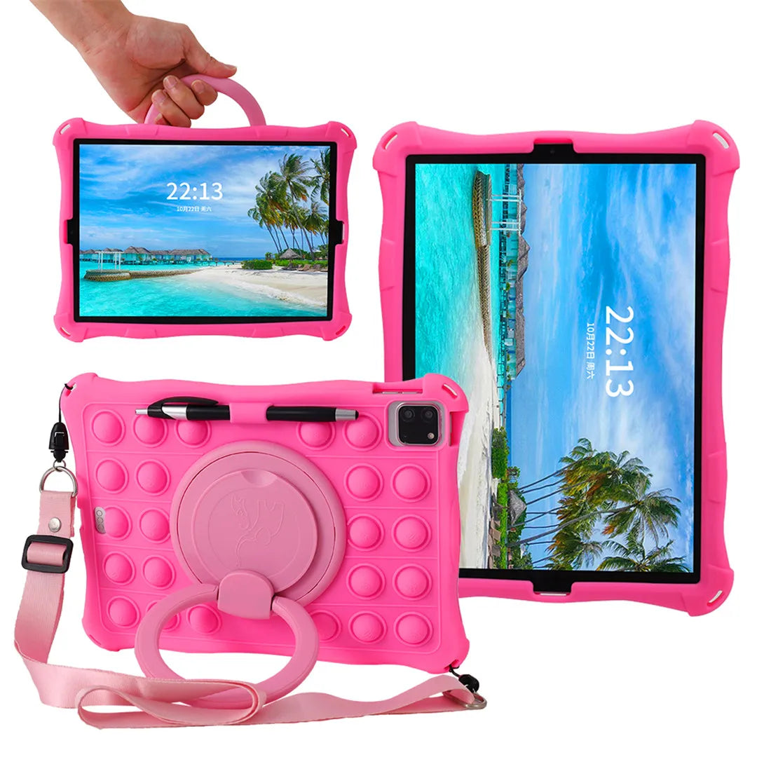 For iPad 10th Generation 2022 Case Soft Bubble Silicone Kids Cover For iPad 10 2022 Tablet 10.9 Inch Stand Case Shoulder Strap