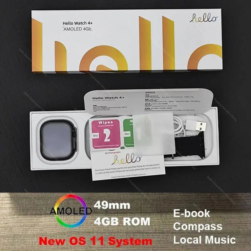 Smartwatch 2025 Original Hello Watch 4 Plus ULTRA 2 49mm 4G ROM NFC GPT GPS Compass Clock Bluetooth Call Smart Watch Men 3 Plus