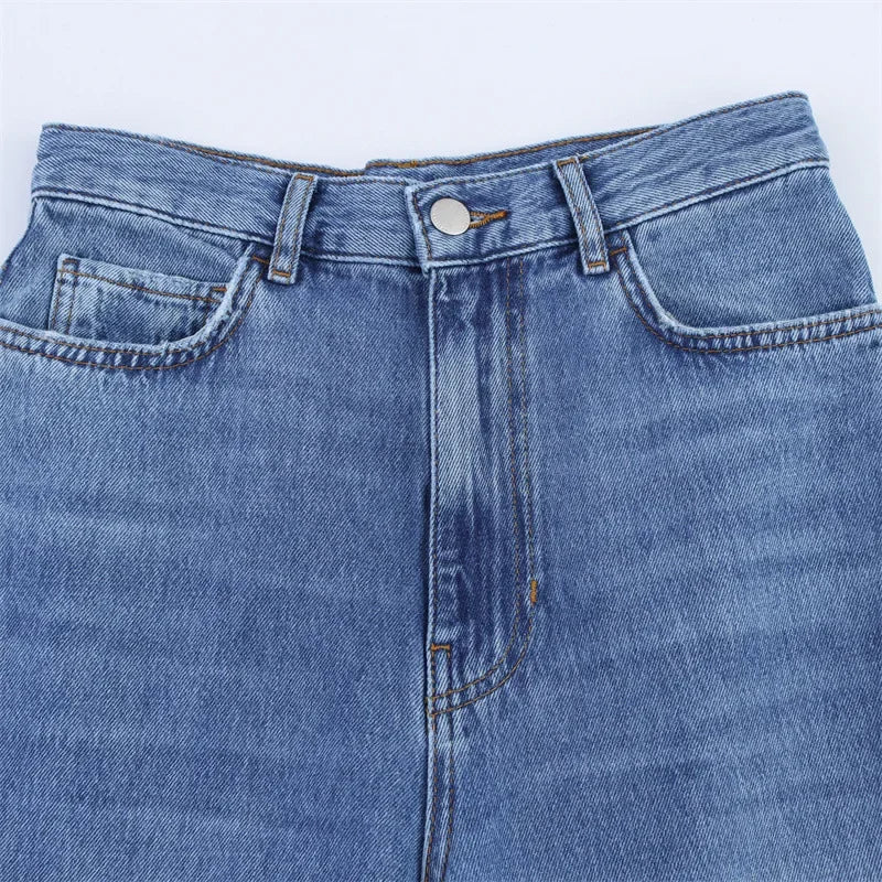 Fashion Casual Denim Shirt High Waist Wide Leg Pants Women's Independent Station Wind Clothing Satin Polyester Fiber AE Stock