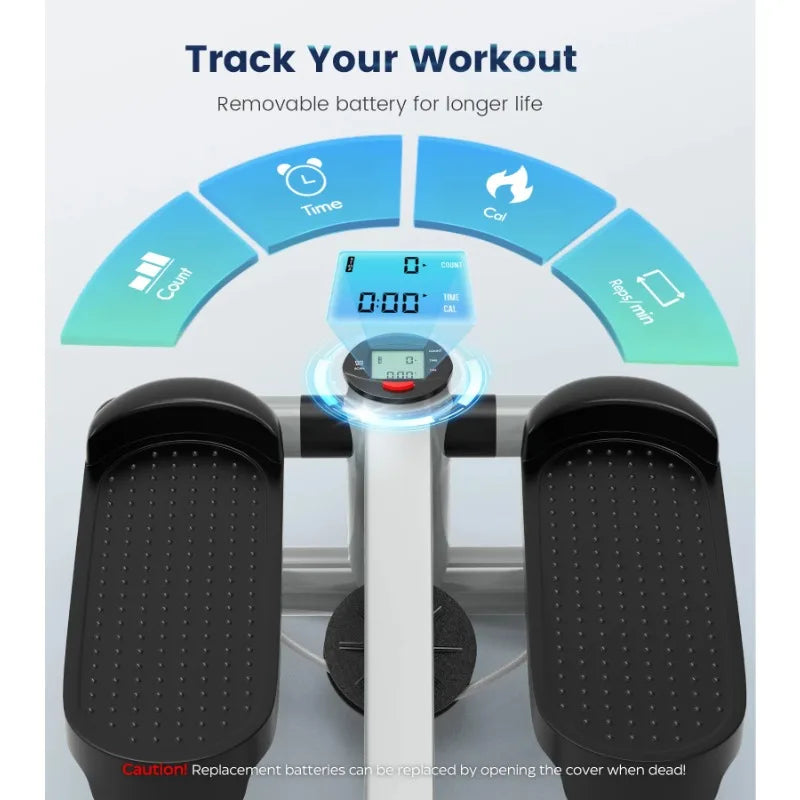 Opmukin Mini Steppers for Exercise, Mute The Sound with Resistance Bands, 331lbs Loading Capacity, Digital Monitor