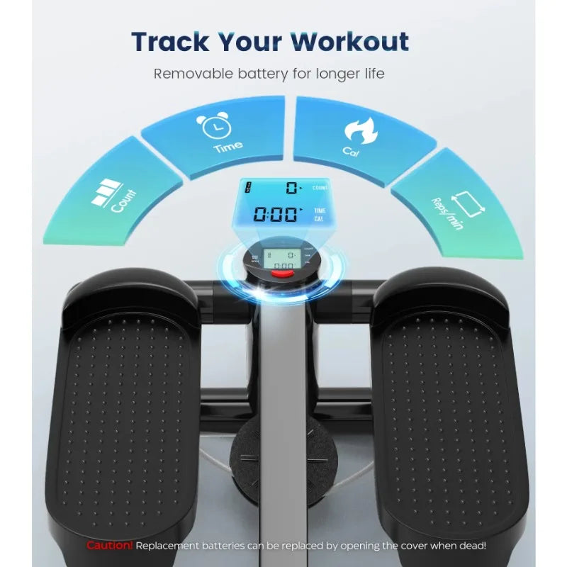 Opmukin Mini Steppers for Exercise, Mute The Sound with Resistance Bands, 331lbs Loading Capacity, Digital Monitor
