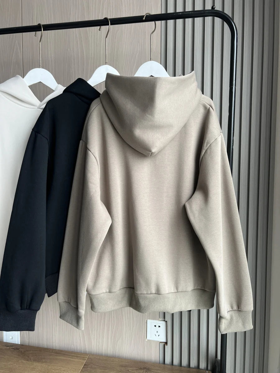 2025 Autumn/Winter new  women's multi-color selection classic simple all-in-one hooded loose long-sleeved hoodie sweatpants