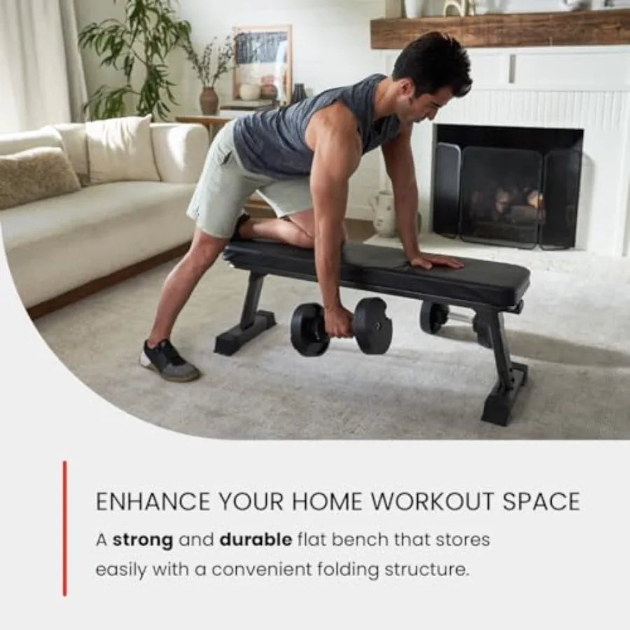 Gym Quality Foldable Flat Bench for Multi-Purpose Weight Training and Ab Exercises