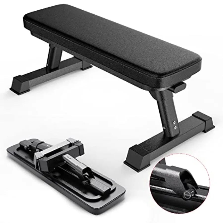 Gym Quality Foldable Flat Bench for Multi-Purpose Weight Training and Ab Exercises