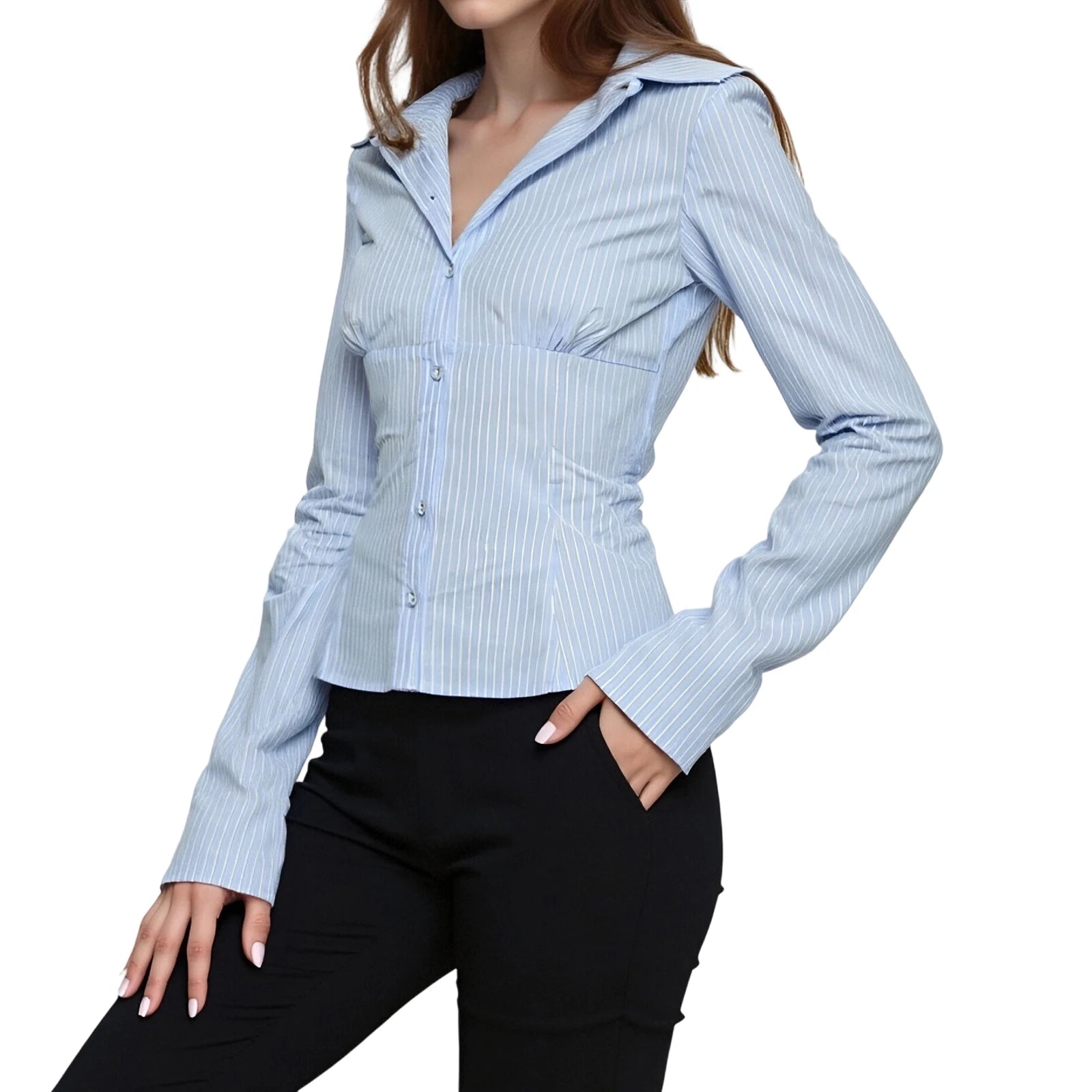 Women Plaid Blouse Casual Checkered Shirt Long Sleeve Button-down Tie-up Elegant Top Autumn Fashion Wear