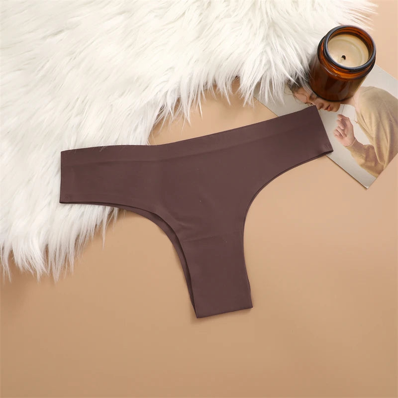3PCS Seamless Maillard Panties Ultra-thin Brazilian panties Women Ice Silk Underwear Sexy Panty Low Waist G-string Female Solid
