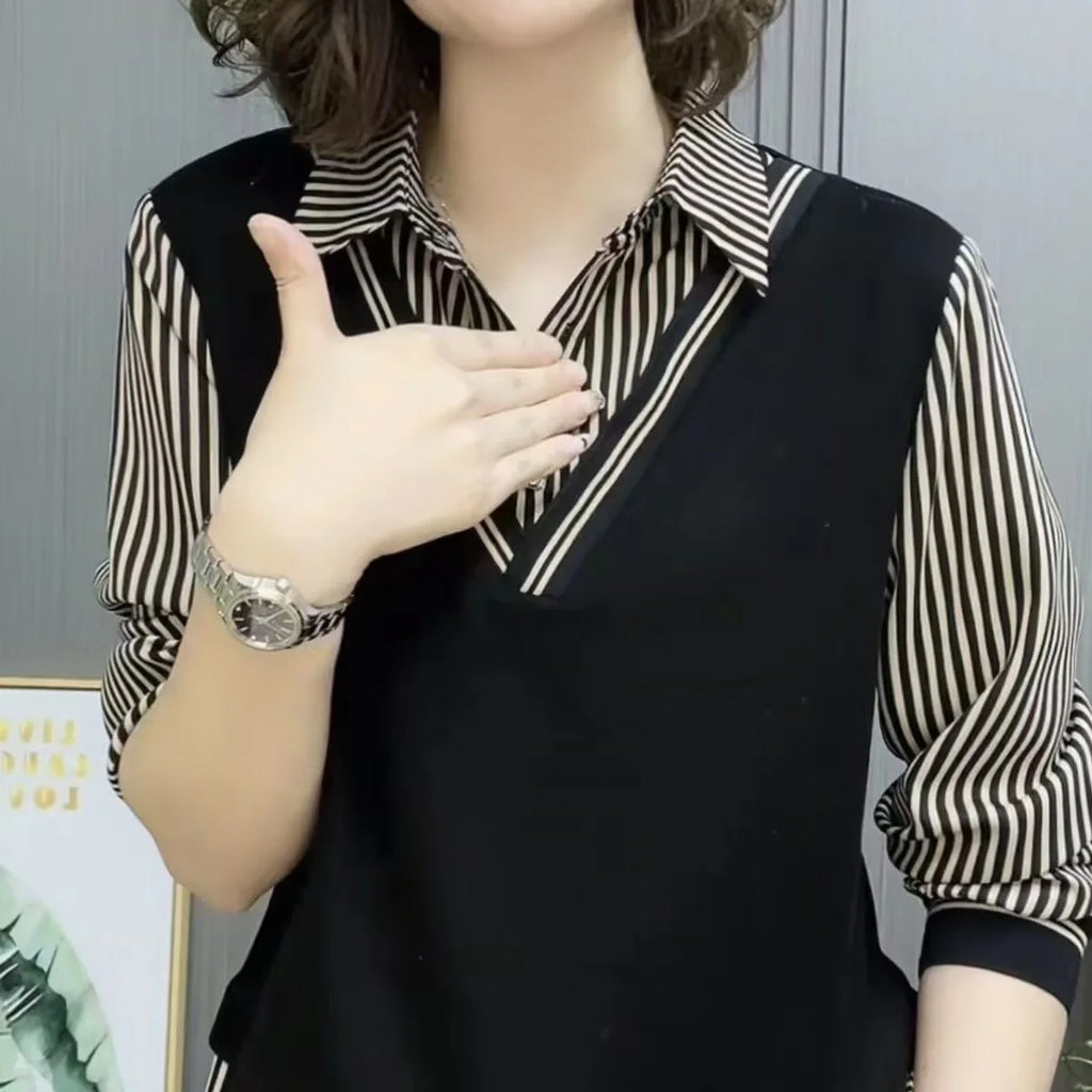 Loose Women's Shirt Mommy Style Spring Summer Fashion Middle-Aged And Elderly Women's Loose Fit Button-Up Top for Mothers