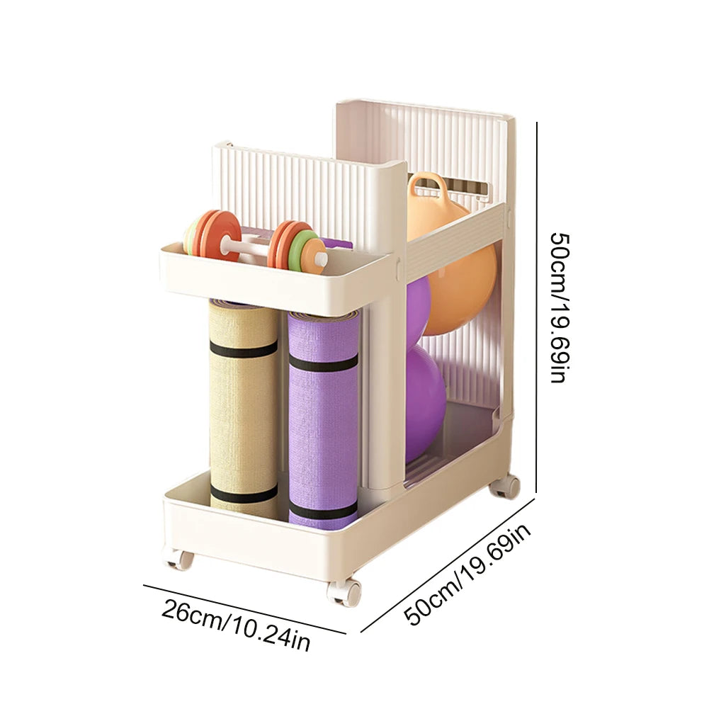 Gym Equipment Holder with Wheels Sports Equipment Storage Rack Yoga Mat Storage Basket Fitness Equipment Sports Tools Organizer