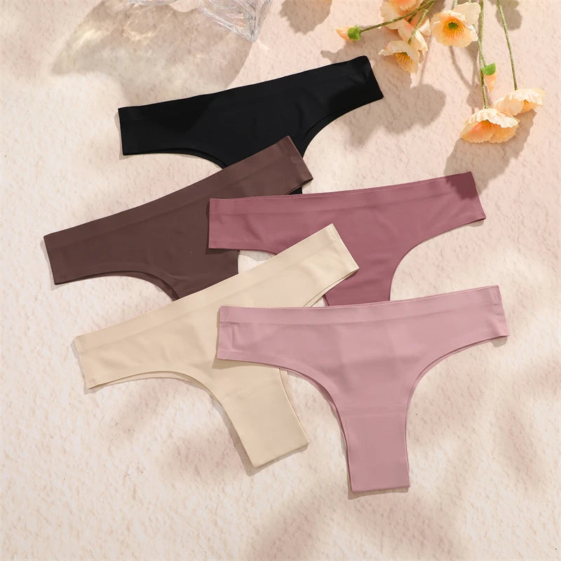 3PCS Seamless Maillard Panties Ultra-thin Brazilian panties Women Ice Silk Underwear Sexy Panty Low Waist G-string Female Solid