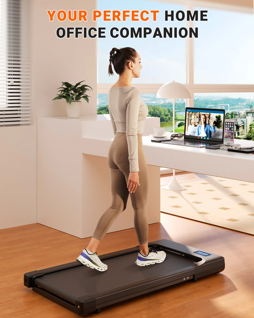 Walking Pad Under Desk Treadmill 2 in 1 Portable Treadmill with Remote Control LED Display 2.5HP Walkingpad for Home&Office