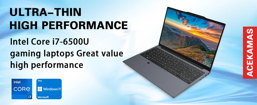 ACEKAMAS 15.6" Computer Laptop Intel Core i7 6500U Windows 11 Pro Gamer Laptops Office Study 16GB DDR4 1TB SSD 1080P Notebook PC