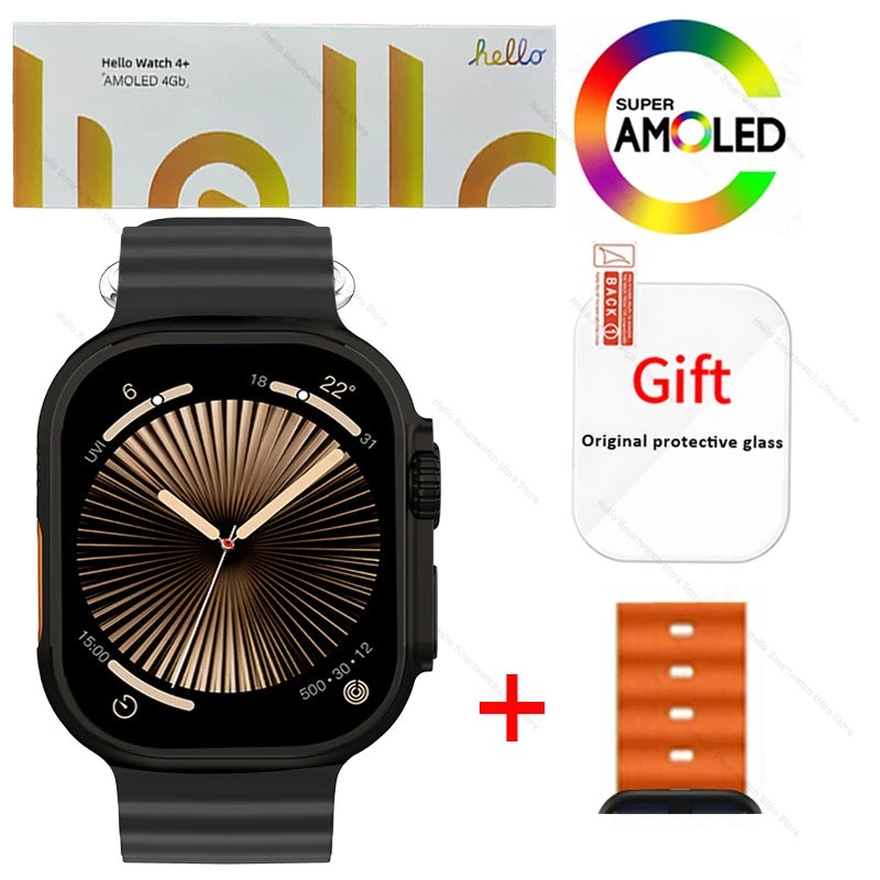 Smartwatch 2025 Original Hello Watch 4 Plus ULTRA 2 49mm 4G ROM NFC GPT GPS Compass Clock Bluetooth Call Smart Watch Men 3 Plus