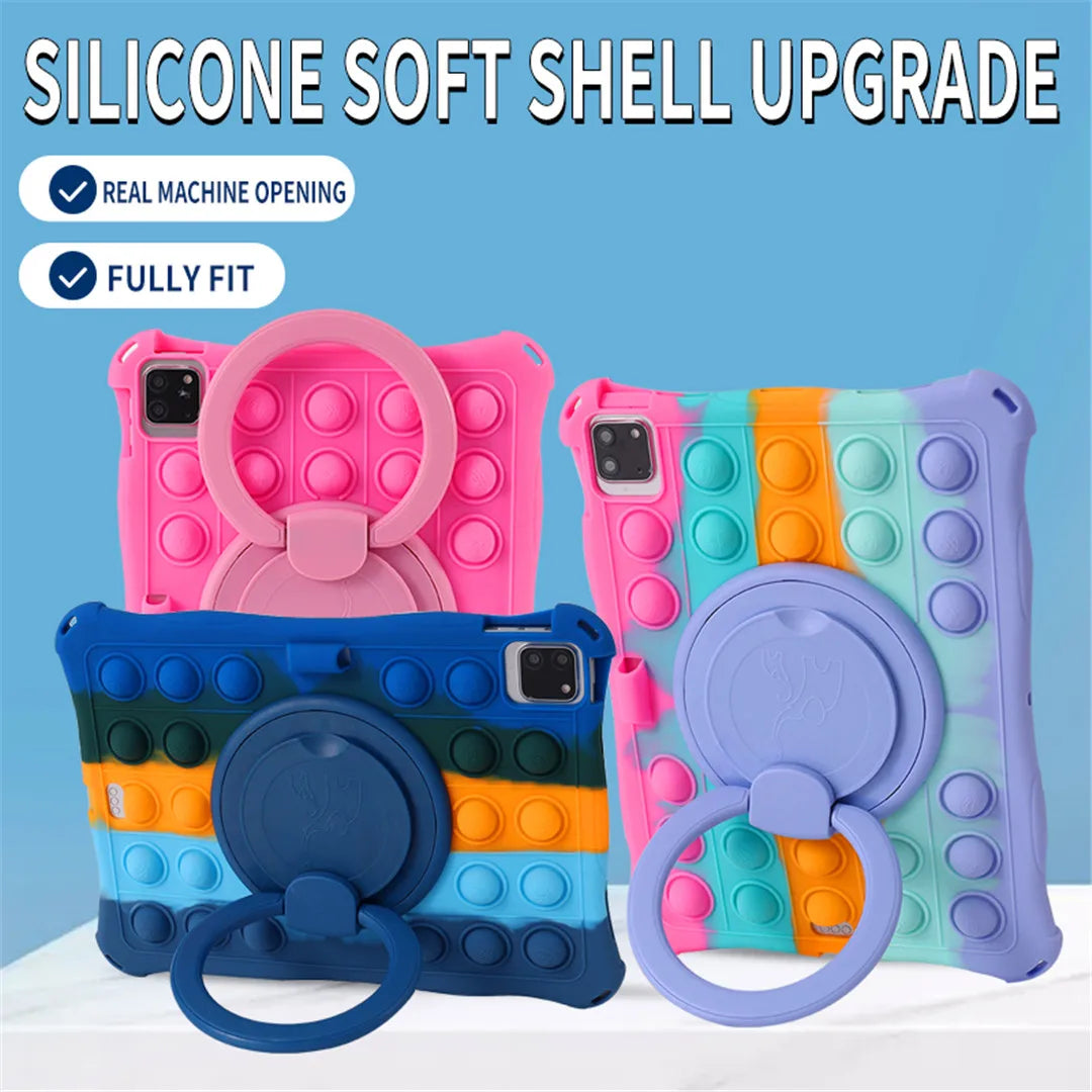 For iPad 10th Generation 2022 Case Soft Bubble Silicone Kids Cover For iPad 10 2022 Tablet 10.9 Inch Stand Case Shoulder Strap