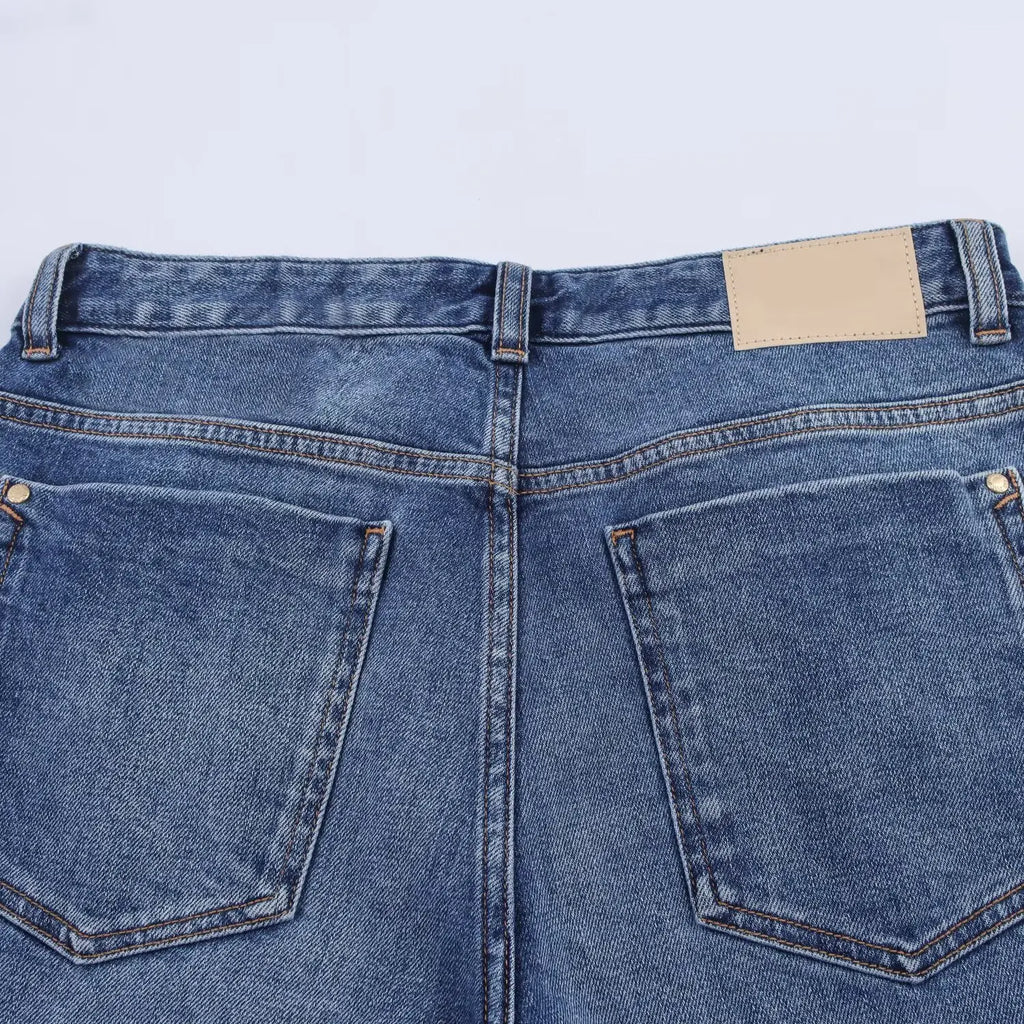 HH Women Denim Pant Sets Long Sleeves Belt Turn-Down Collar Coats+Loose Zipper Pockets High Waist Hemming Autumn Trousers