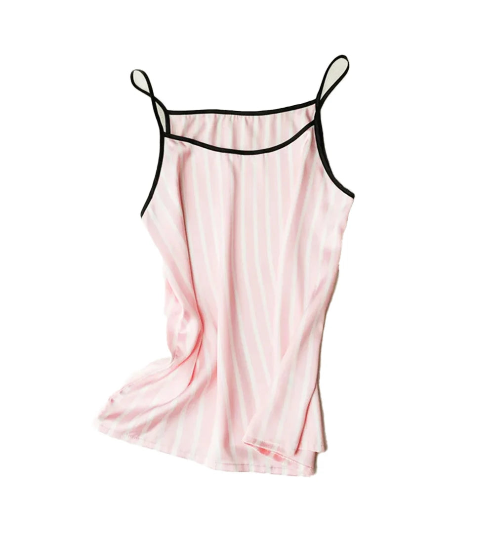 Pajama Sets Woman 7Pcs/Set Pyjamas Sexy Pink Striped Sleepwear Sumptuous Cute Loungewear