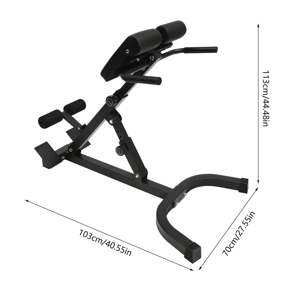 Multi-Functional Roman Chair Black Foam Rubber PU Sponge Steel for Full Body Workout