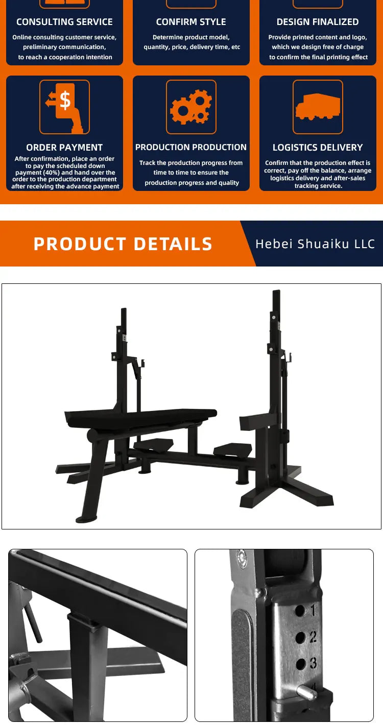 Gym Home Equipment Weightlifting Heavy Duty Adjustable Gym Bench IPF Combo Rack - Competition fitness accessories 2