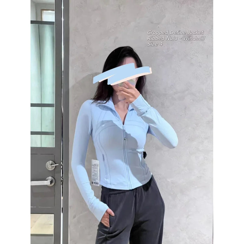 Yoga Clothes Women Define Jacket With Logo Wear Long Sleeve Full Zipper Sports Gym Workout Clothing Slim Fit Dupes Athletic