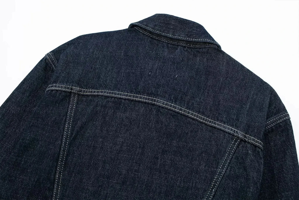 HH Women Fashion Denim Set Casual Lapel Long Sleeve Crop Jacket Buttons Female Vintage Wide Leg Loose Jeans Long Pants