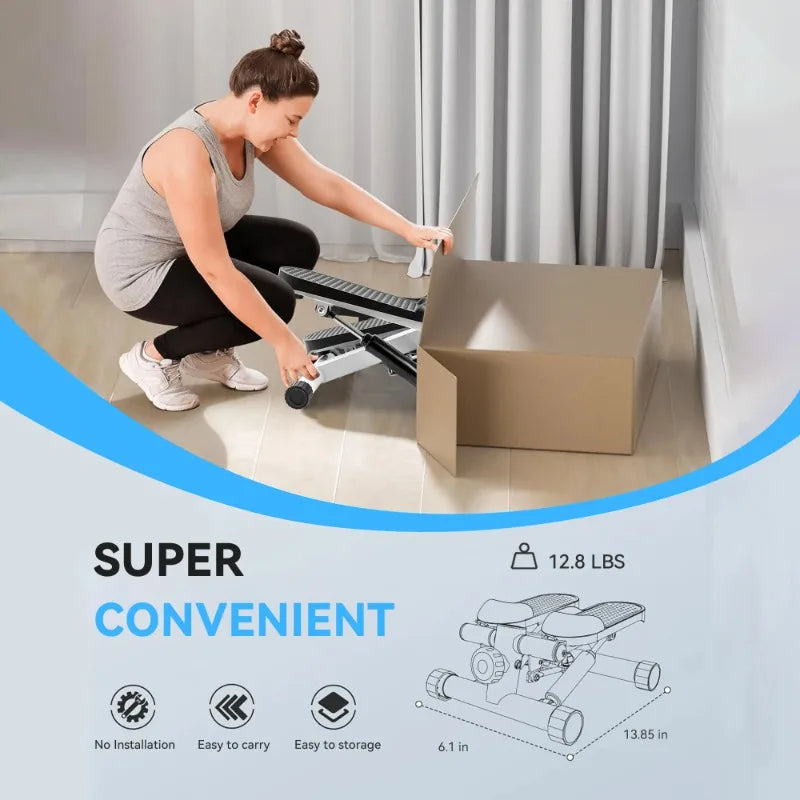 Opmukin Mini Steppers for Exercise, Mute The Sound with Resistance Bands, 331lbs Loading Capacity, Digital Monitor