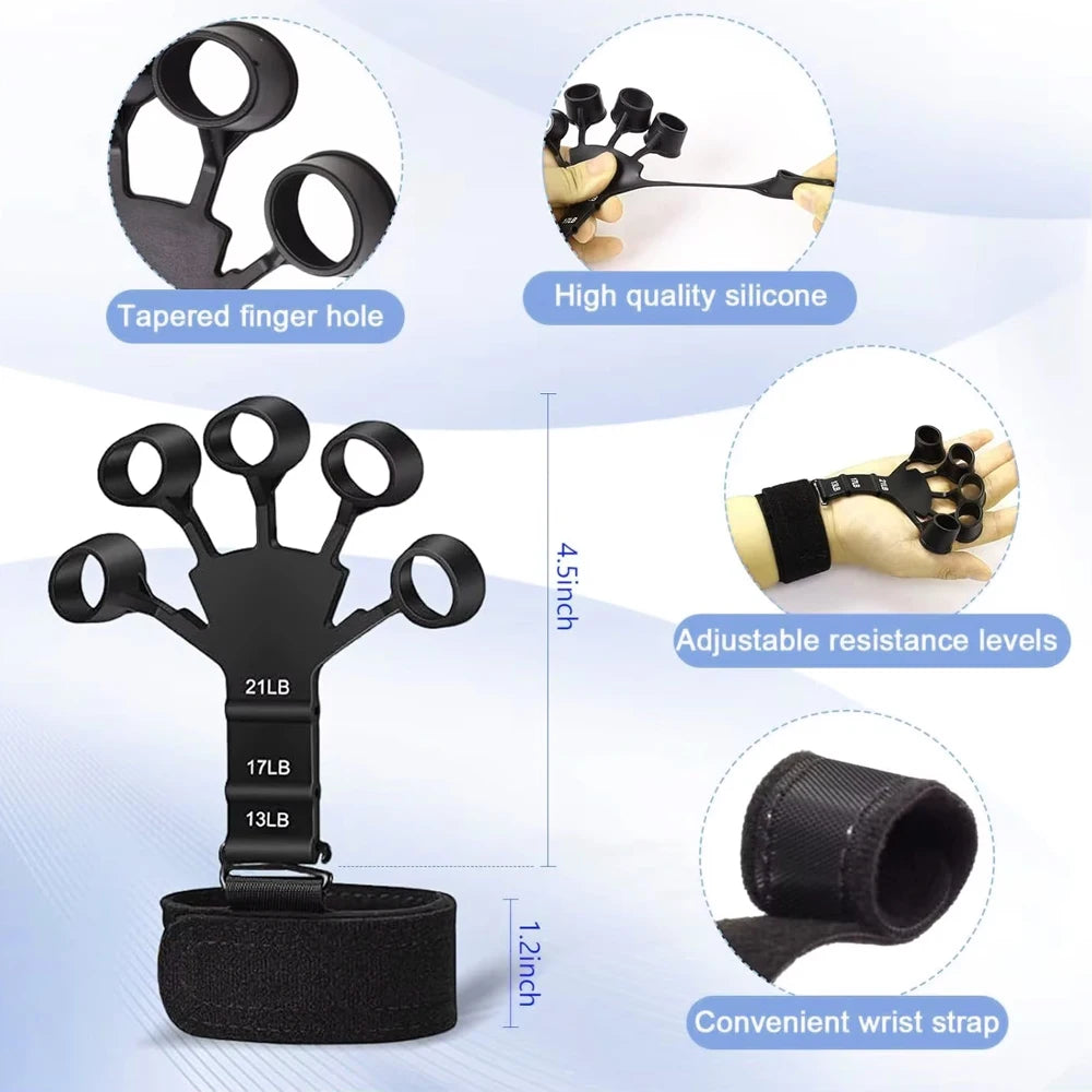 5Pcs Grip Trainer Kit Adjustable Hand Gripper,Finger/Hand Strength Exercisers,Stress Ball,Forearm Ring for Muscle Build Fitness